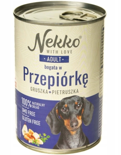 Nekko przepiórka z gruszką pietruszką mokra karma dla dorosłego psa 400g