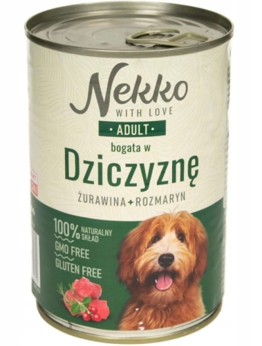 Nekko Adult dziczyzna żurawina rozmaryn mokra karma dla psa z omega-3 400g  