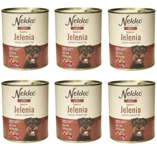 Nekko Mokra karma dla psa Jeleń jagody 6 x 800g