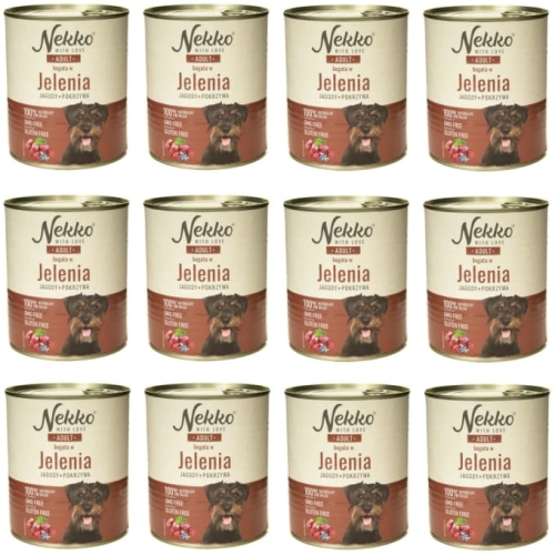 Nekko Mokra karma dla psa Jeleń jagody 12 x 800g