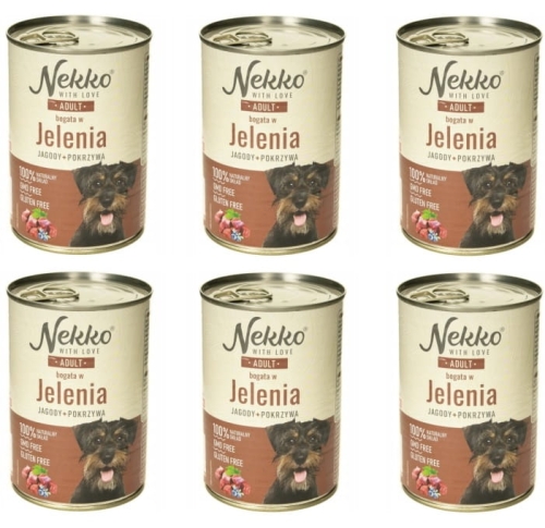 Nekko Mokra karma dla psa Jeleń jagody 6 x 400g