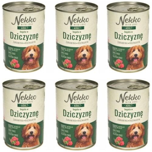 Nekko Mokra karma dla psa Dziczyzna rozmaryn 6 x 400g