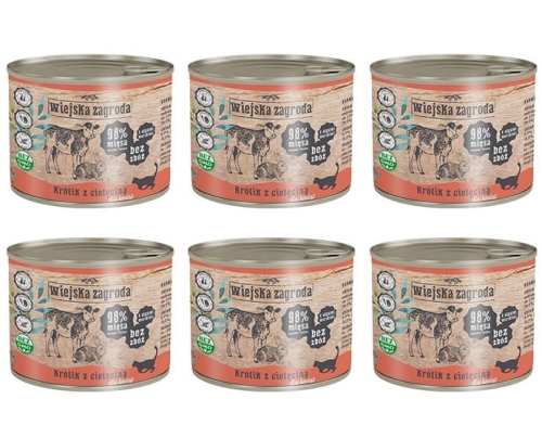 Wiejska Zagroda dla kociąt Królik z cielęciną 6 x 200g