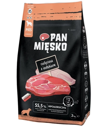 Pan Mięsko Cielęcina z indykiem chrupki XS 3kg
