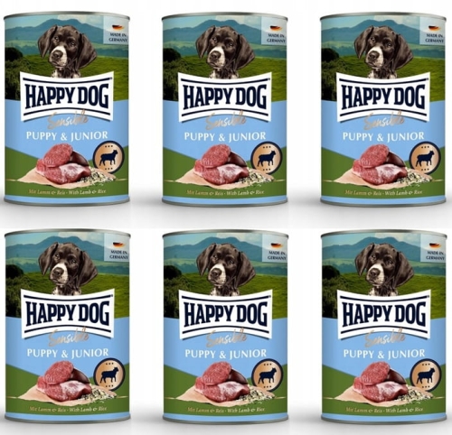 Happy Dog Sensible Puppy & Junior Jagnięcina i Ryż 6 x 400g
