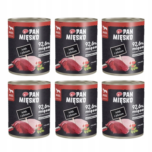 Pan Mięsko indyk z jeleniem karma dla psa bez zbóż jabłko dzika róża 6x 800g