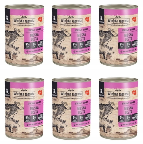 Wiejska Zagroda dla szczeniąt Mięsna uczta 6 x 400g