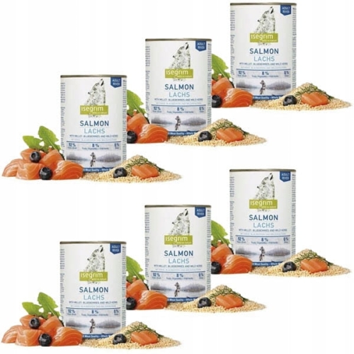 Isegrim Adult Łosoś kasza borówki zioła 6 x 400g