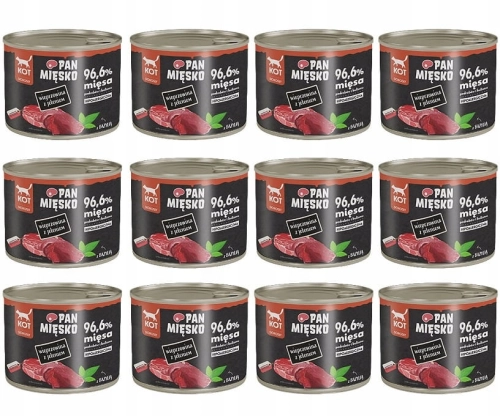 Pan Mięsko wieprzowina z jeleniem karma dla kota bez zbóż tauryna 12x 200g