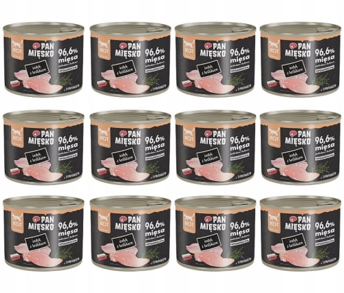 Pan Mięsko dla kota Indyk z królikiem 12 x 200g