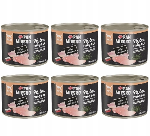 Pan Mięsko dla kota Indyk z królikiem 6 x 200g
