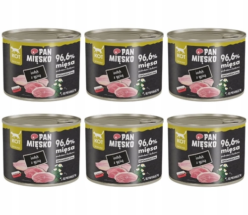 Pan Mięsko indyk z gęsią karma dla kota bez zbóż tauryna 6x 200g