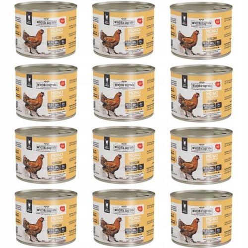 Wiejska Zagroda Mokra karma dla kota Monobiałkowa KURCZAK 12 x 200g
