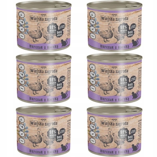 Wiejska Zagroda Kurczak z kaczką 6 x 200g dla kota