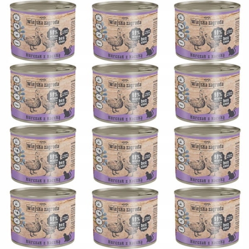 Wiejska Zagroda Kurczak z kaczką 12x 200g dla kota