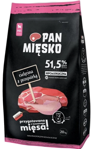 Pan Mięsko Cielęcina z przepiórką XS 20kg Szczenię