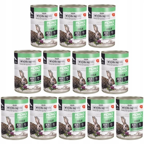 Wiejska Zagroda Karma monoproteinowa dla psa Królik 12 x 400g