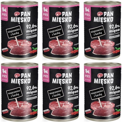 Pan Mięsko szczeniak Wieprzowina kaczka 6 x 400g