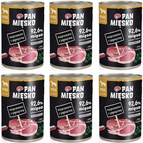 Pan Mięsko dla psa Wieprzowina jagnięcina 6 x 400g