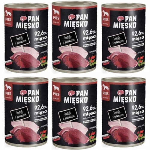 Pan Mięsko dla psa Indyk z jeleniem 6 x 400g