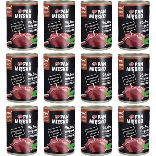 Pan Mięsko dla kota Wieprzowina jeleń 12 x 400g