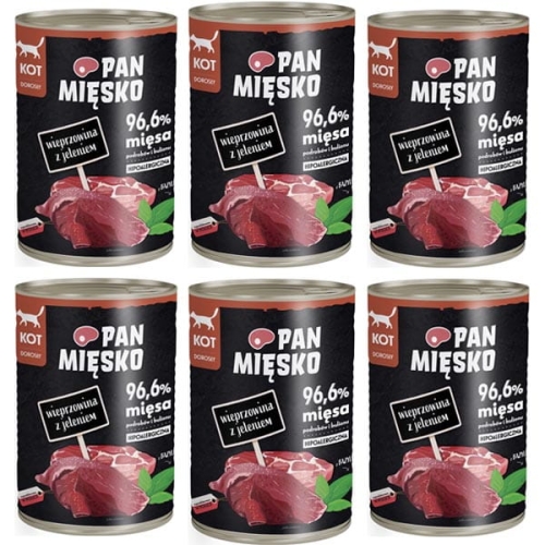 Pan Mięsko dla kota Wieprzowina jeleń 6 x 400g