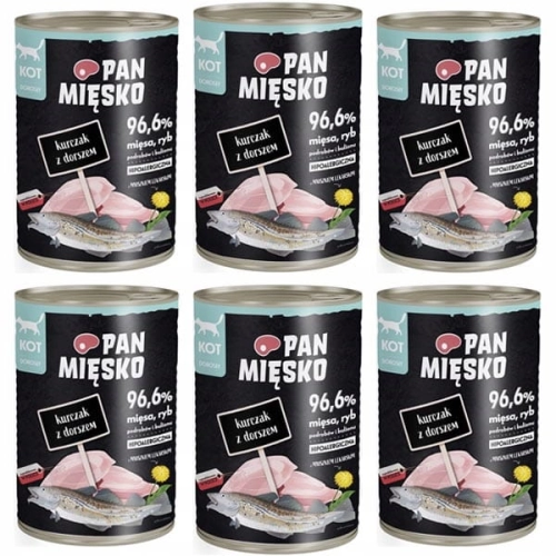 Pan Mięsko dla kota Kurczak z dorszem 6 x 400g