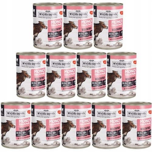 Wiejska Zagroda Kot Monoprotein Wołowina 12 x 400g