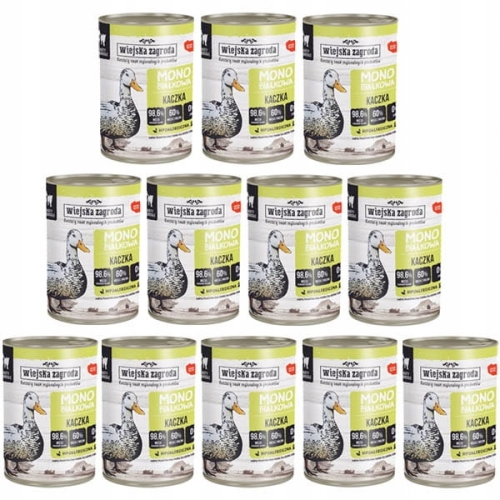 Wiejska Zagroda Kot Monoproteinowa Kaczka 12x 400g