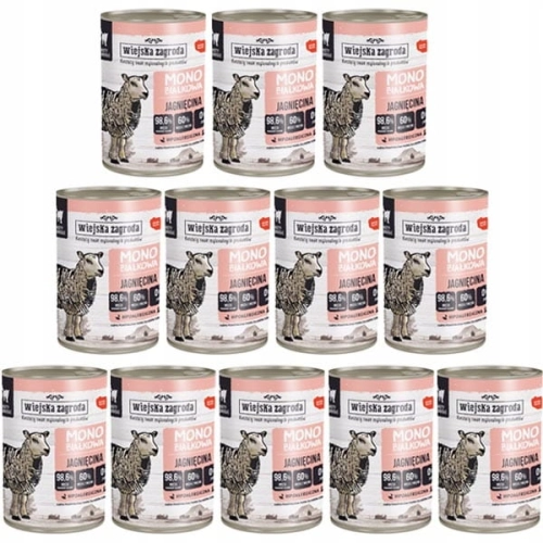 Wiejska Zagroda Monoproteinowa Jagnięcina 12x 400g