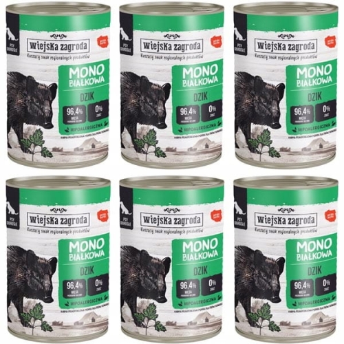 Wiejska Zagroda Monobiałkowa Dzik 6 x 400g