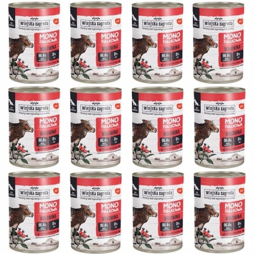 Wiejska Zagroda Monobiałkowa Wołowina 12 x 400g