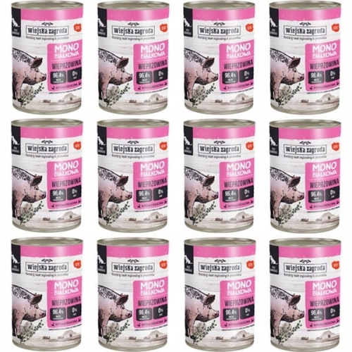 Wiejska Zagroda Monobiałkowa Wieprzowina 12 x 400g