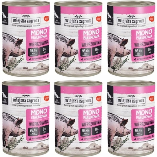 Wiejska Zagroda Monobiałkowa Wieprzowina 6 x 400g