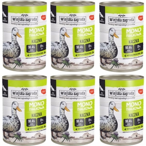 Wiejska Zagroda Monobiałkowa Kaczka 6 x 400g