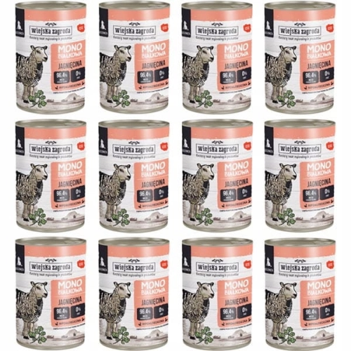 Wiejska Zagroda Mono Jagnięcina szczeniak 12x 400g