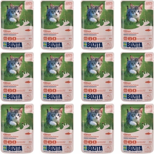 Bozita Kitten Kawałki w sosie z łososiem 12 x 85g