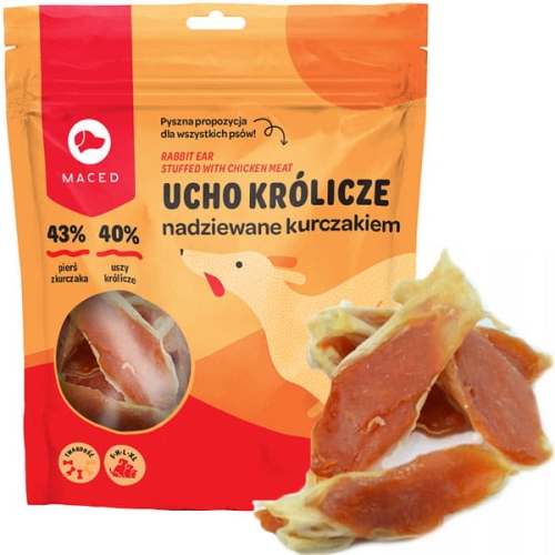 Maced Ucho królicze z kurczakiem 500g dla psa