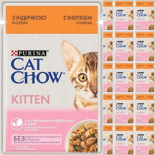 Purina Cat Chow Kitten Indyk Cukinia 26x85g