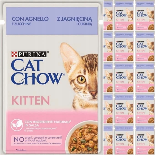 Purina Cat Chow Kitten Jagnięcina Cukinia 26x85g