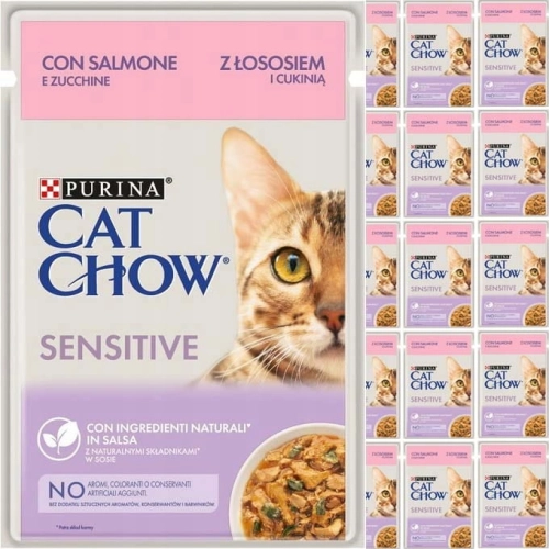 Purina Cat Chow Sensitive łosoś cukinia 26 x 85g