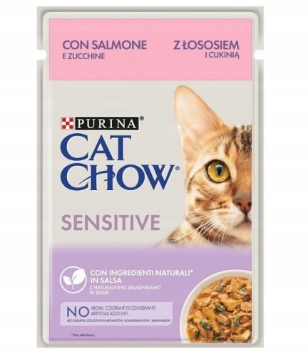 Purina Cat Chow Sensitive Łosoś cukinia sos 85g