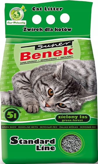 Super Benek Standard Zielony Las żwirek bentonitowy zbrylający dla kota 5L