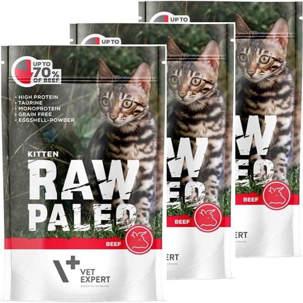 Vet Expert Raw Paleo Kitten Beef wołowina karma mokra dla kociąt jednobiałkowa 12x 100g