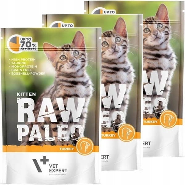Vet Expert Raw Paleo Kitten indyk monoproteinowa mokra karma dla kociąt 12x 100g