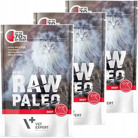 Vet Expert Raw Paleo Adult wołowina monoproteinowa mokra karma dla dorosłego kota 12x 100g