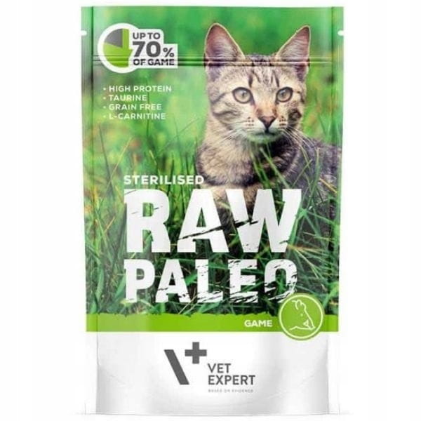 Vet Expert Raw Paleo monobiałkowa mokra karma dla kota sterylizowanego dziczyzna 12x 100g