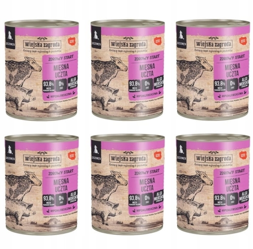 Wiejska Zagroda Mięsna uczta DLA SZCZENIĄT 6 x 800g