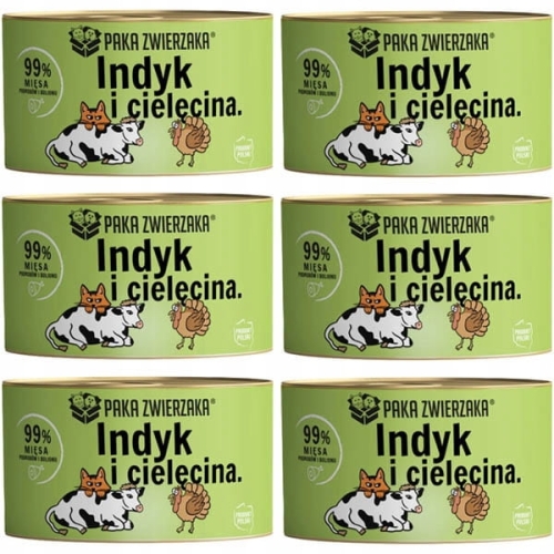 Paka Zwierzaka Kot Indyk z cielęciną 6 x 200g