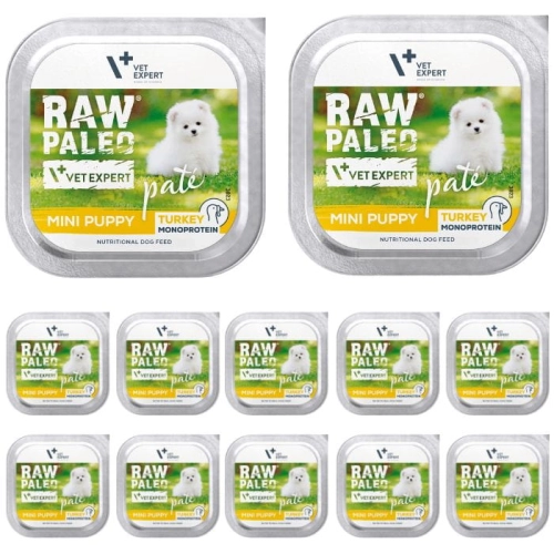 Raw Paleo Pate Mini Puppy Turkey Pasztet dla szczeniąt Indyk 12 x 150g